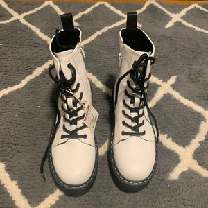 White combat boots